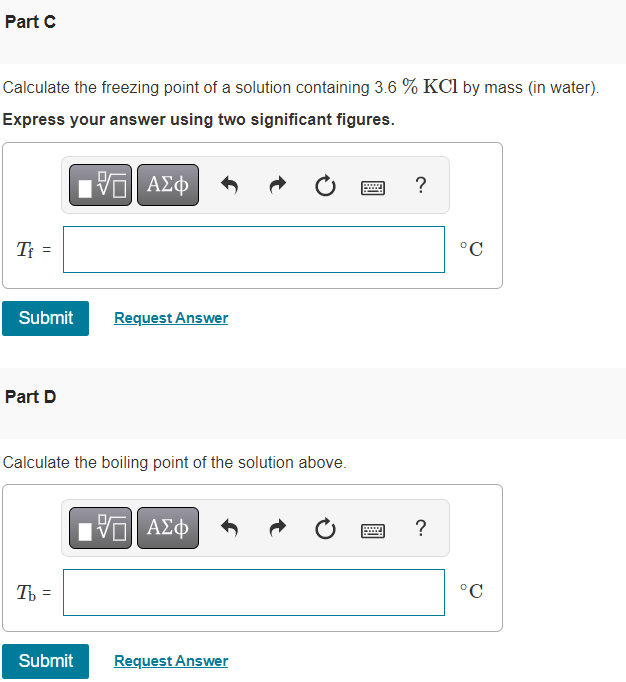 Solved Calculate the freezing point of a solution containing | Chegg.com