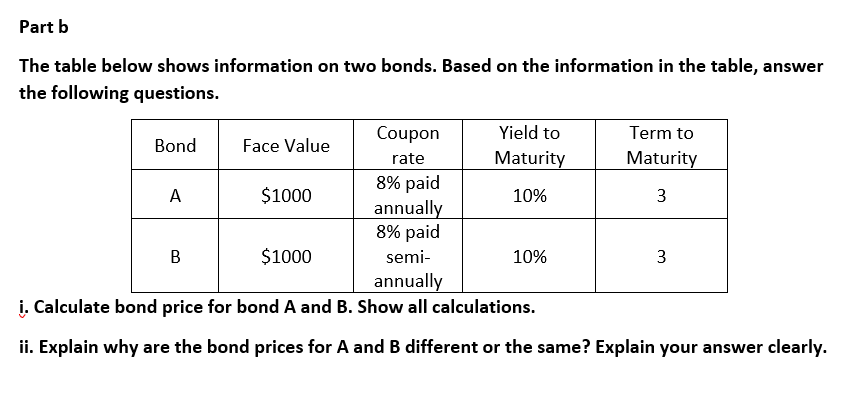 Solved Part B The Table Below Shows Information On Two | Chegg.com