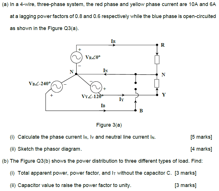 Solved (a) In a 4-wire, three-phase system, the red phase | Chegg.com