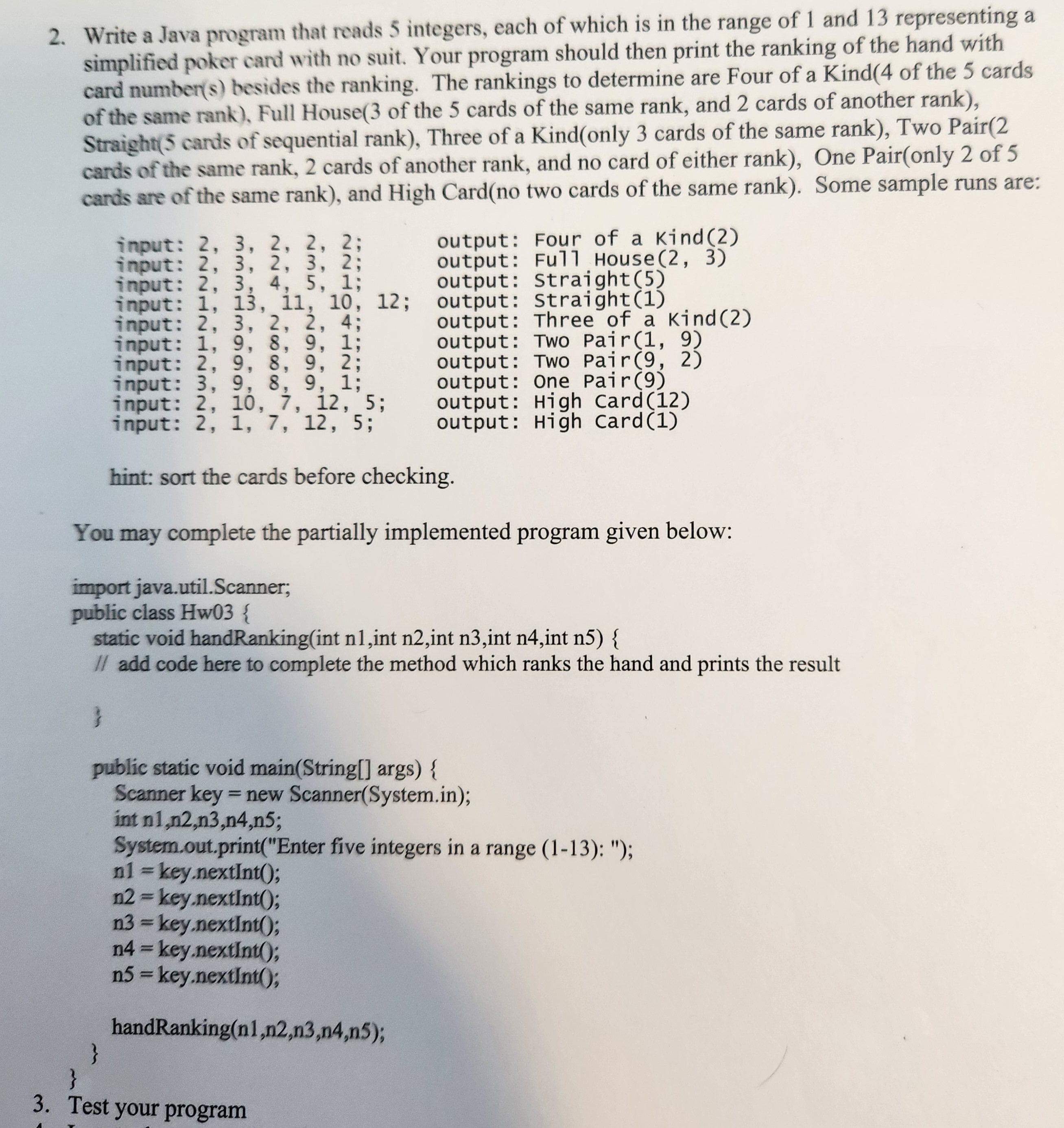 Solved 2. Write a Java program that roads 5 integers, each | Chegg.com