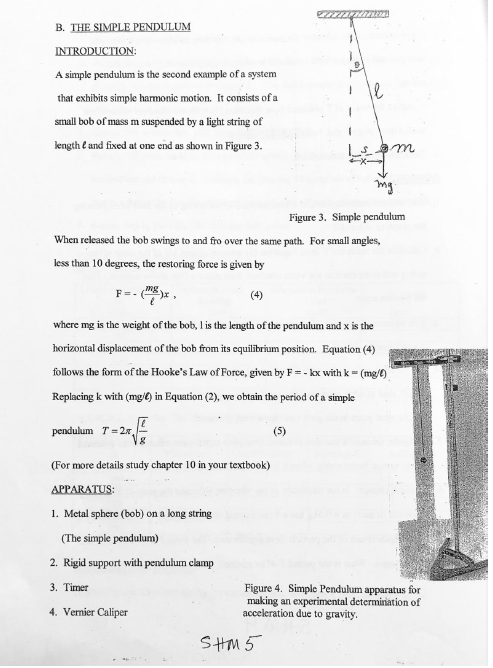 Solved ZWEI B. THE SIMPLE PENDULUM INTRODUCTION: A Simple | Chegg.com