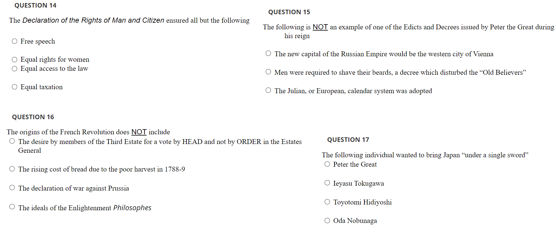 Solved QUESTION 14 The Declaration of the Rights of Man and Chegg com