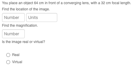 Solved You place an object 64 cm in front of a converging | Chegg.com
