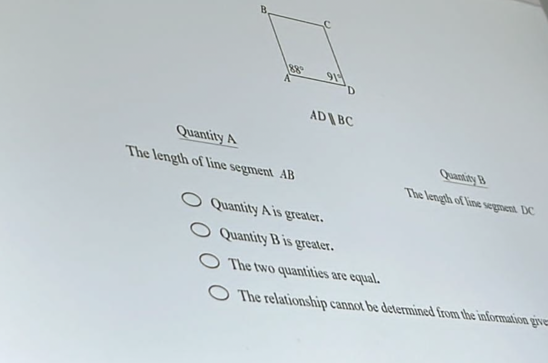 Solved The length of line segment AB Quantity B nghth of | Chegg.com