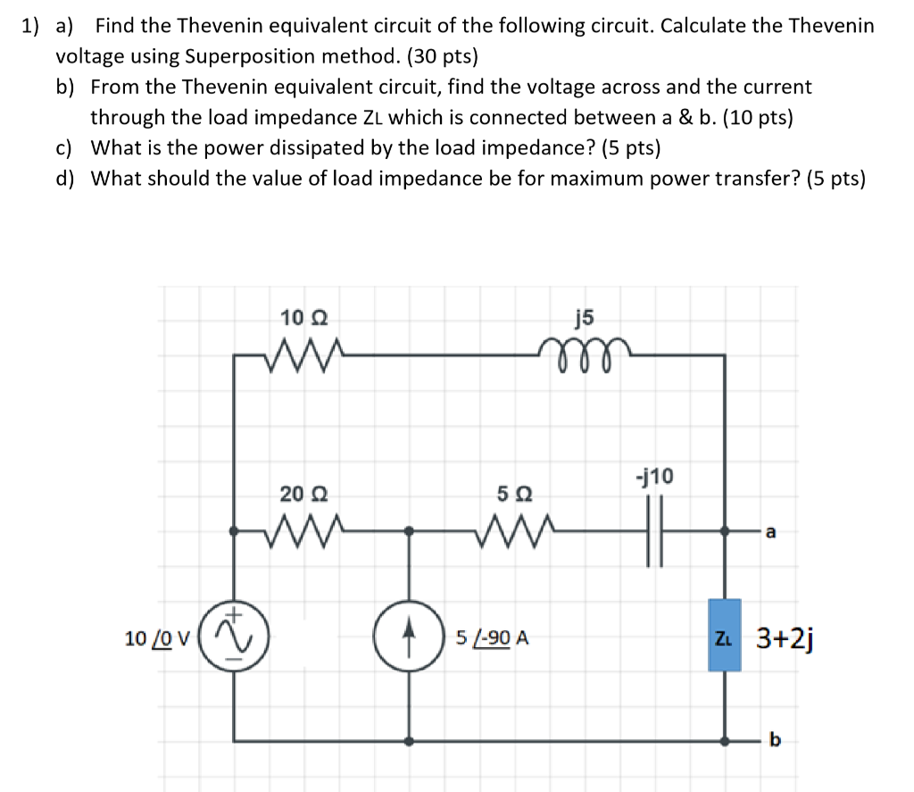 Solved 1) A) Find The Thevenin Equivalent Circuit Of The | Chegg.com