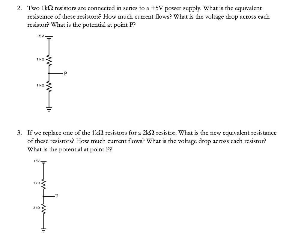 Solved 2 Two 1kΩ Resistors Are Connected In Series To A5 V 3315