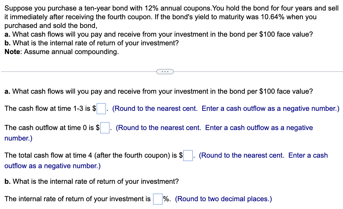 Solved suppose you purchase a ten year bond with 12 annual chegg