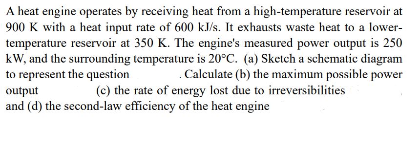 Solved A Heat Engine Operates By Receiving Heat From A | Chegg.com