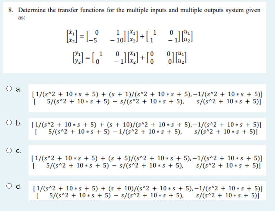 Solved 8. Determine the transfer functions for the multiple | Chegg.com