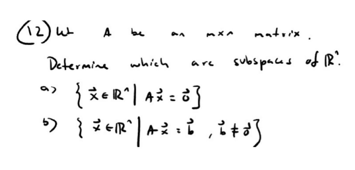 Solved A which are subspaces of IR". (12) ut matrix. | Chegg.com