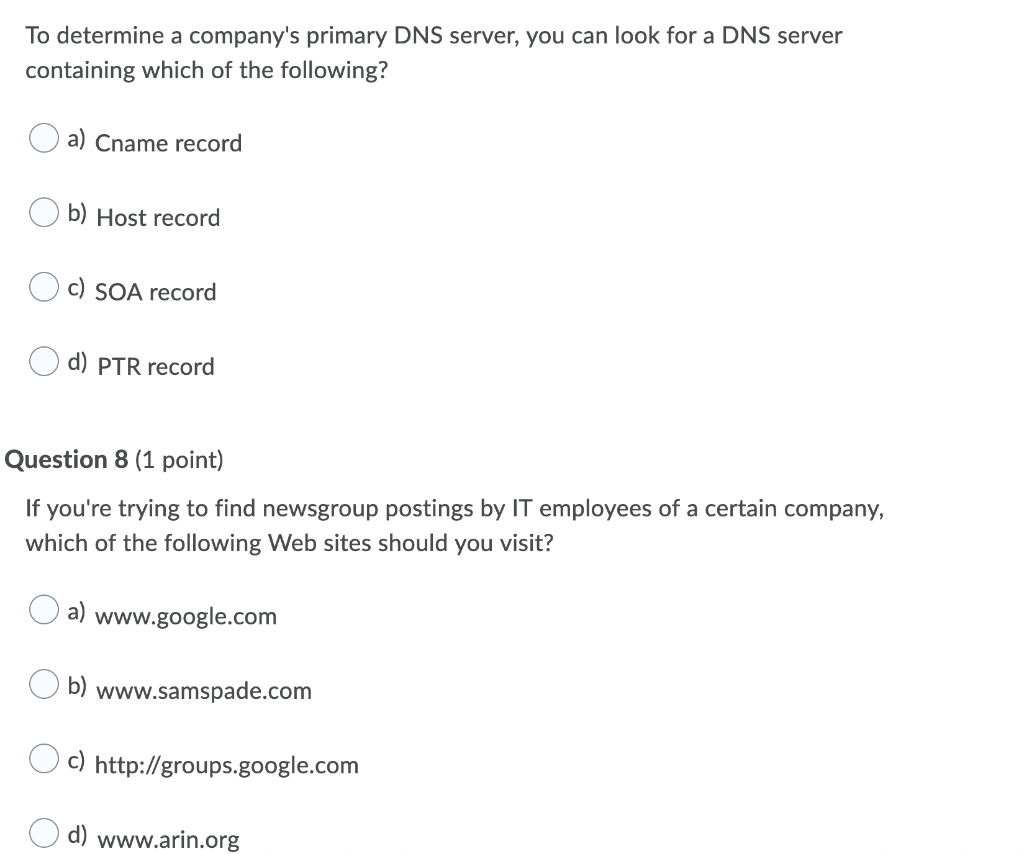 Solved To determine a company's primary DNS server, you can | Chegg.com