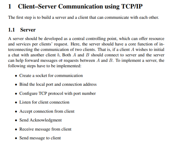 Client-Server Communication using TCP/IP The first | Chegg.com