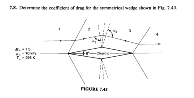 7.8. Determine the coefficient of drag for the | Chegg.com