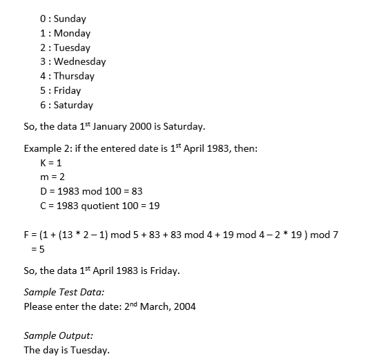 5 Write A Simple Python Program To Find The Day For 1143