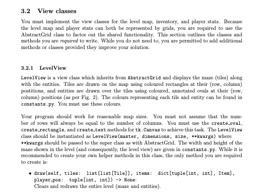 Solved 3.2 View classes You must implement the view classes | Chegg.com