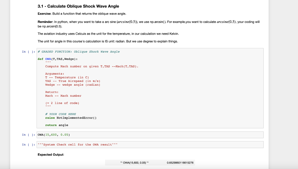 Solved 3.1 - Calculate Oblique Shock Wave Angle Exercise: | Chegg.com