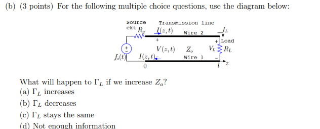 Solved (b) (3 ﻿points) ﻿For The Following Multiple Choice | Chegg.com