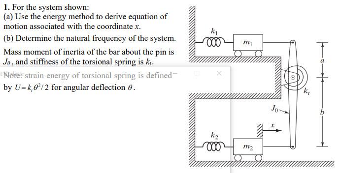 Solved 1. For The System Shown: (a) Use The Energy Method To 