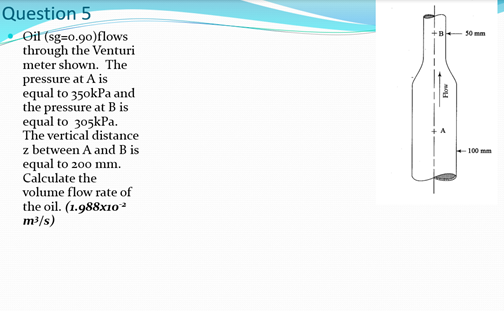 Solved +B 50 Mm Question 5 Oil (sg=0.90)flows Through The | Chegg.com