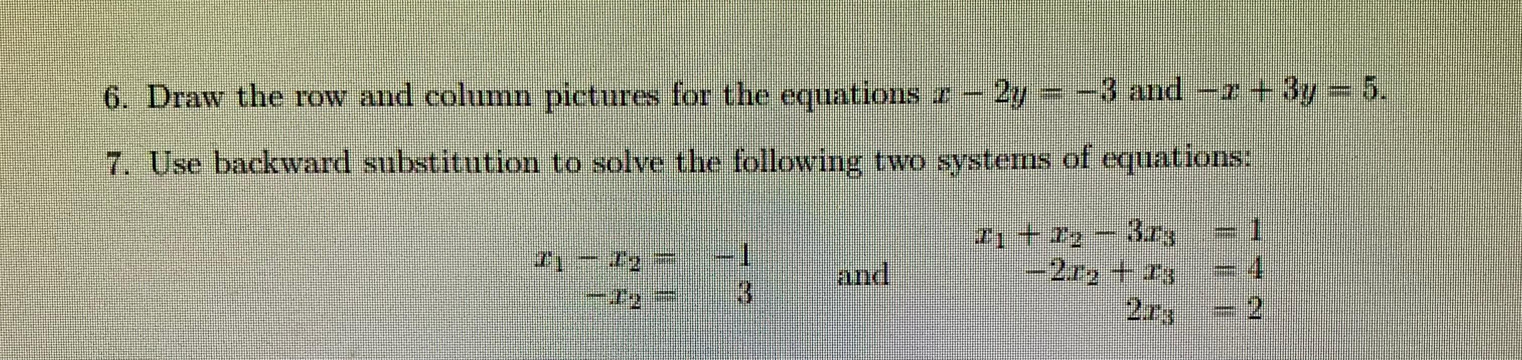 Solved 6. Draw the row and column pictures for the equations | Chegg.com