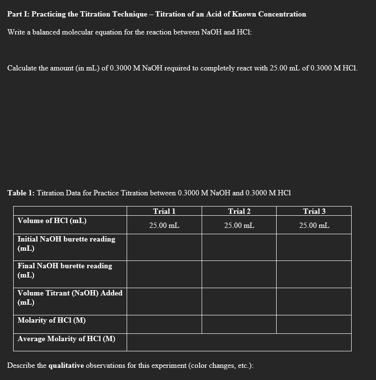 Titrations Lab Report Sheet Date Name Lab