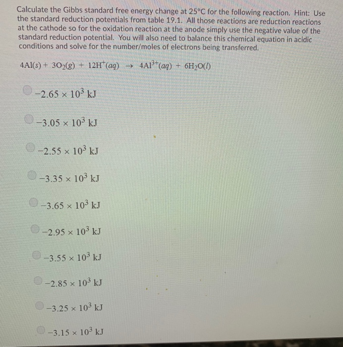 Solved Calculate the Gibbs standard free energy change at | Chegg.com