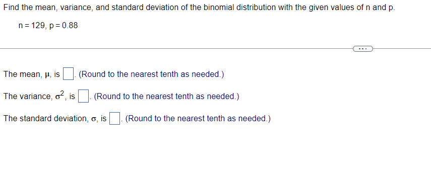 Solved Find the mean, variance, and standard deviation of | Chegg.com