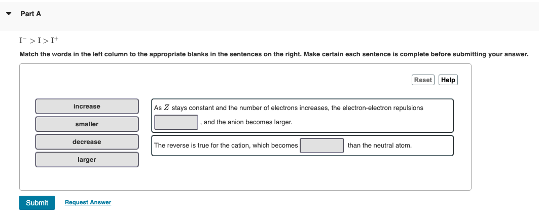Solved Part A I'>I>I Match the words in the left column to | Chegg.com