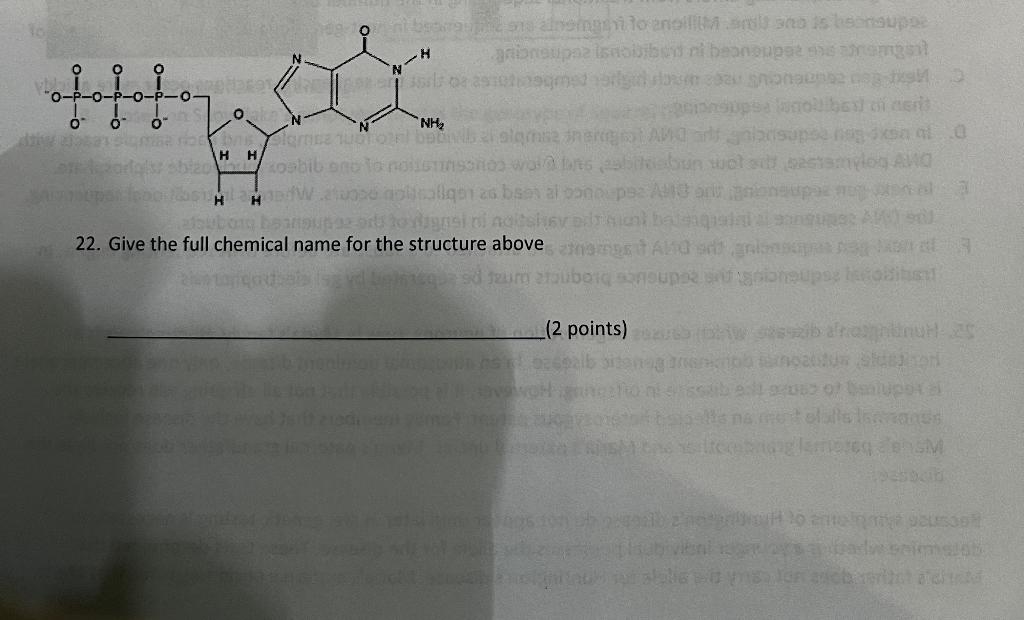 Solved 22. Give the full chemical name for the structure | Chegg.com