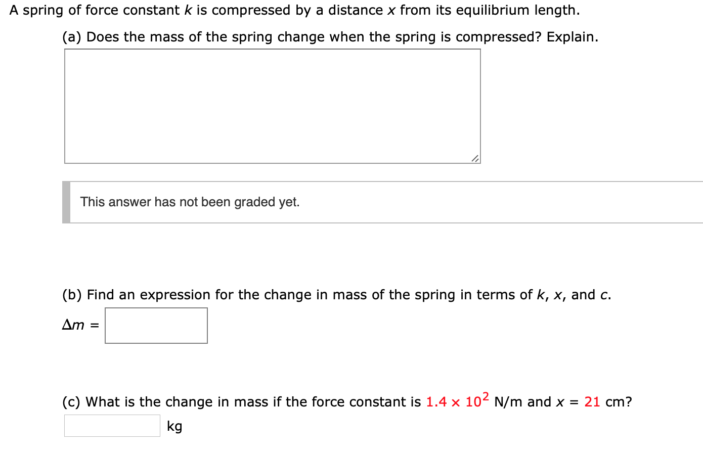 Solved A spring of force constant k is compressed by a | Chegg.com