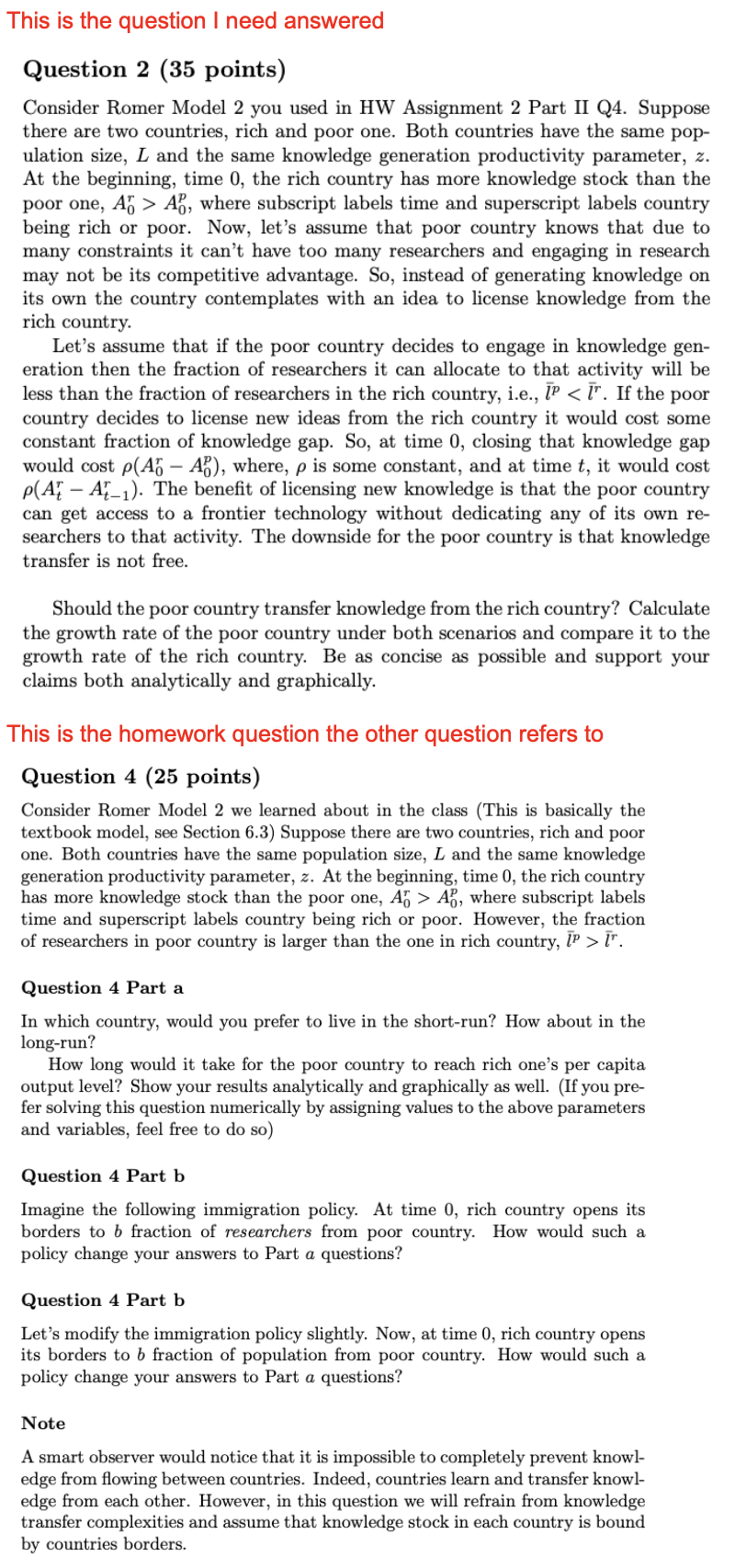 Solved Question 2 (35 Points) Consider Romer Model 2 You | Chegg.com