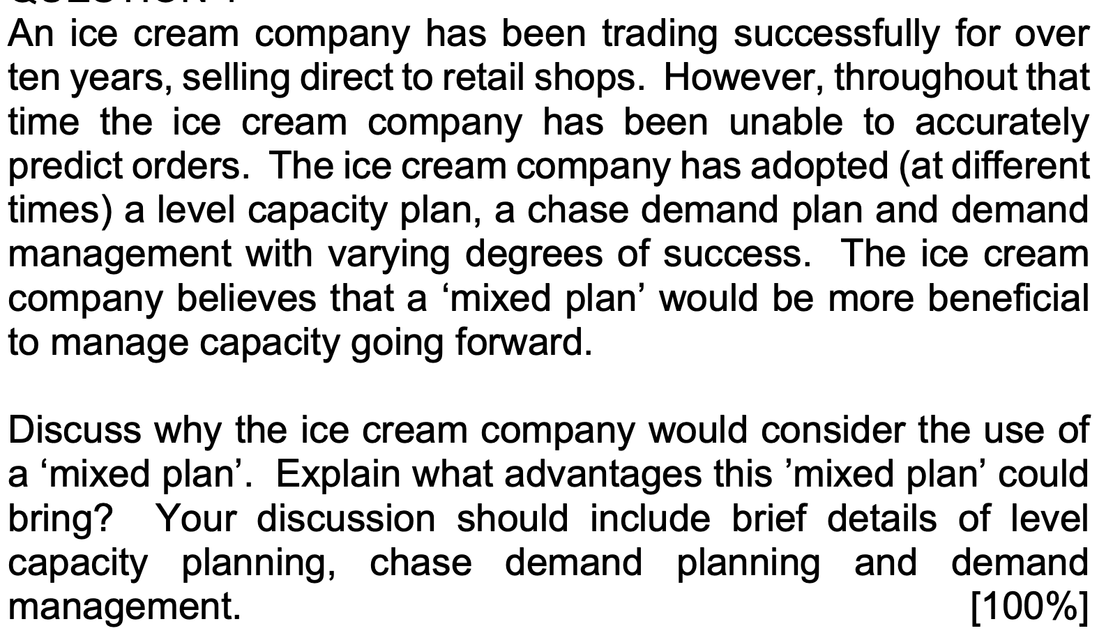 An Ice Cream Company Has Been Trading Successfully Chegg Com