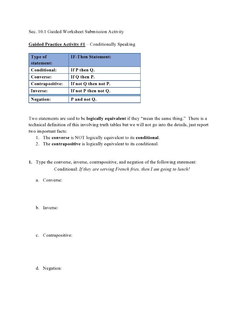 converse inverse and contrapositive practice