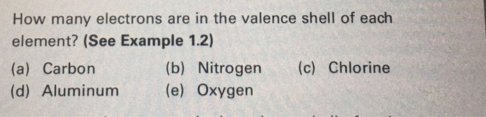 Solved How many electrons are in the valence shell of each | Chegg.com