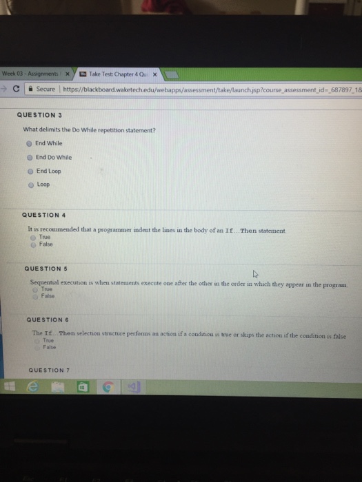 Solved What delimits the Do While repetition statement? End | Chegg.com