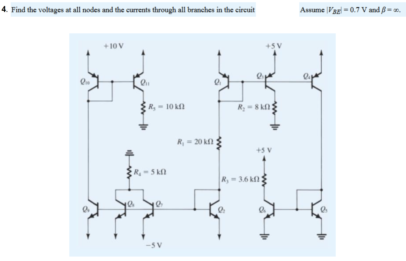 Solved 4. Find the voltages at all nodes and the currents | Chegg.com