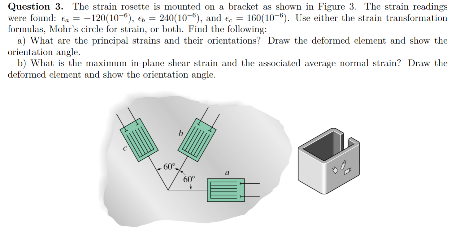 Solved Question 3. The strain rosette is mounted on a | Chegg.com