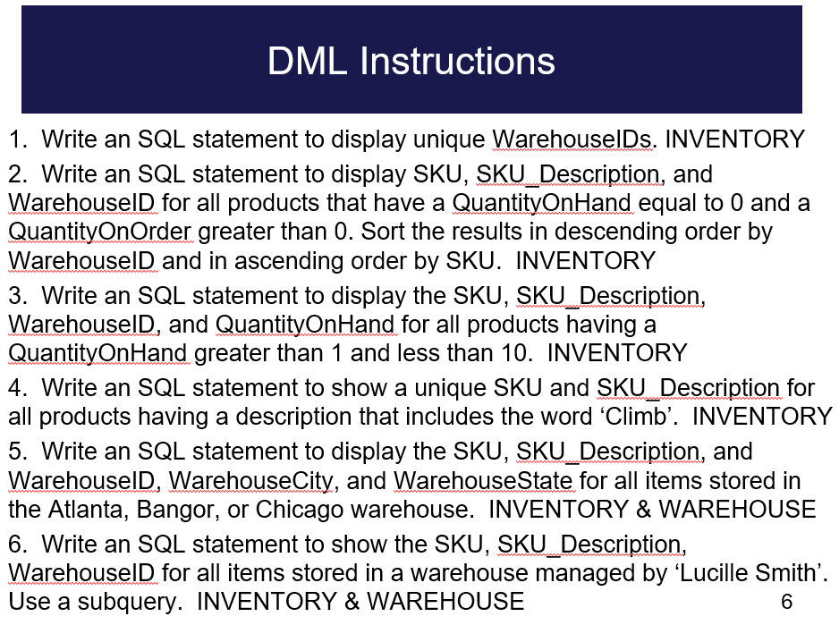 Sql Dml Query Hand Written Example Solved DML Instructions 1. Write an SQL statement to display | Chegg.com