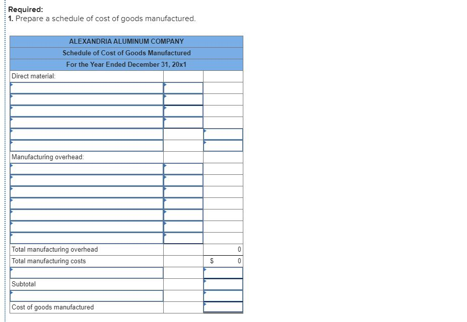 Solved Required Information Exercise 2 29 Schedules Of Cost 2519