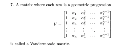 Solved 7. A matrix where each row is a geometric progression | Chegg.com