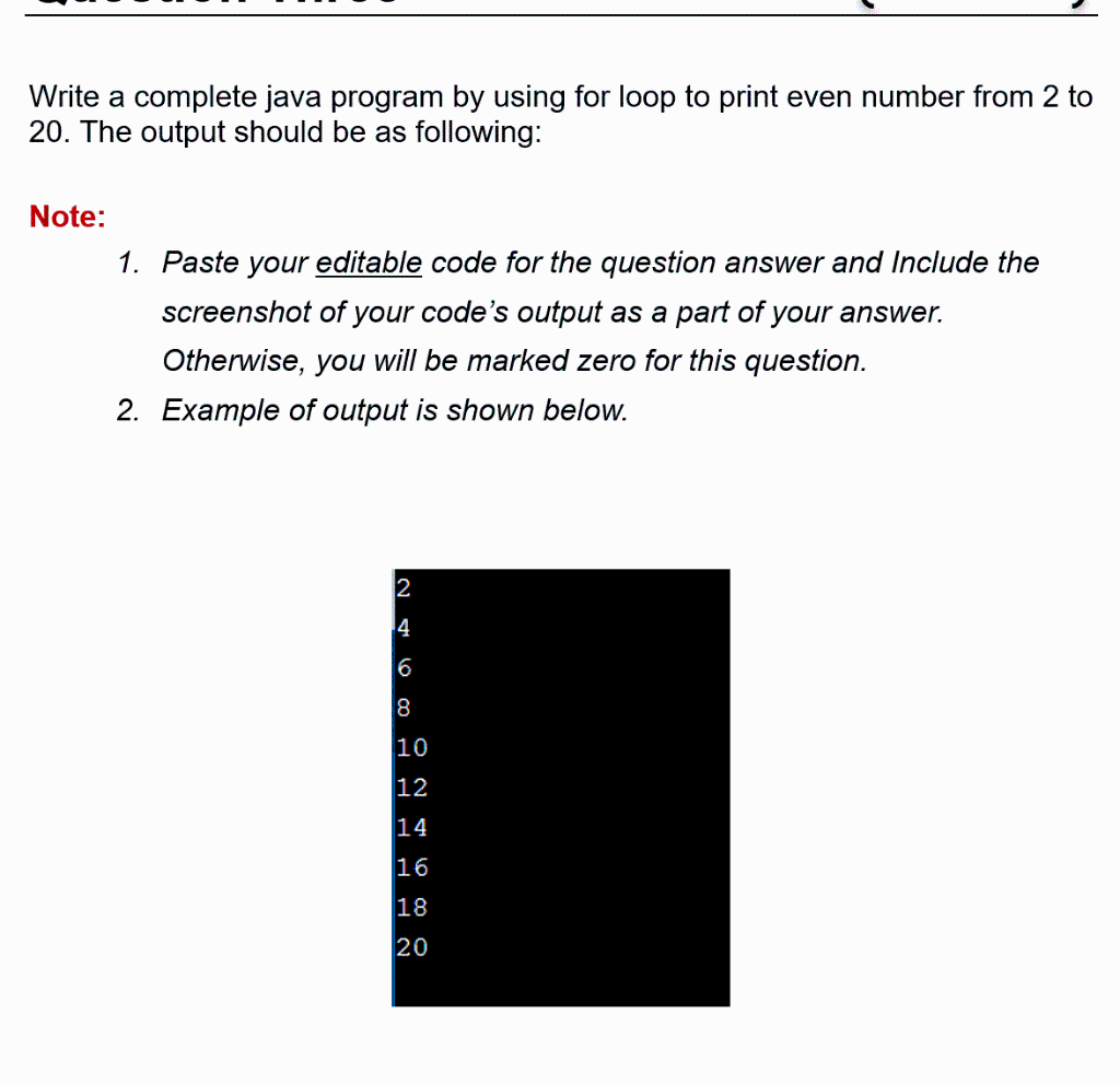 Solved Write a complete java program by using for loop to | Chegg.com