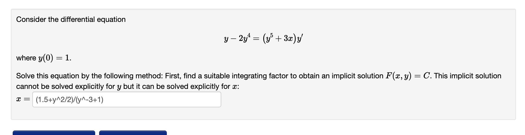 Solved Consider The Differential Equation Y−2y4=(y5+3x)y′ | Chegg.com