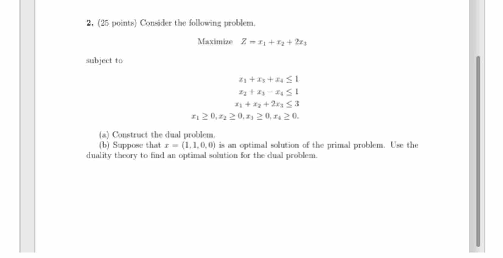 Solved 25 ﻿points ﻿consider The Following Problem