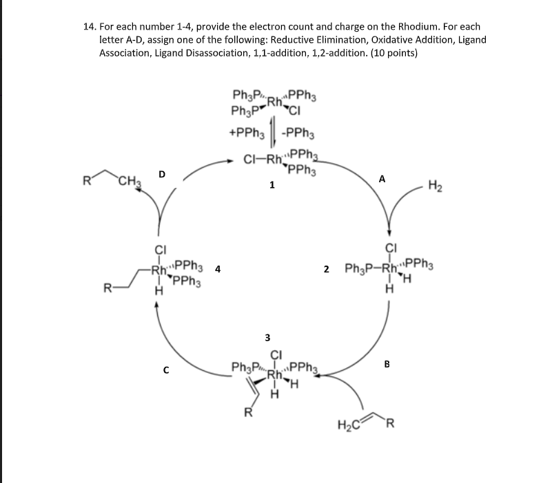 Solved 14 For Each Number 1 4 Provide The Electron Count Chegg