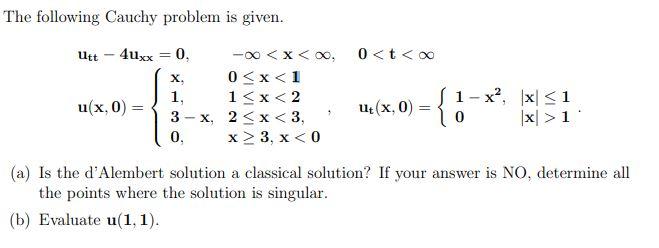 Solved The following Cauchy problem is given. 01 (a) Is the | Chegg.com