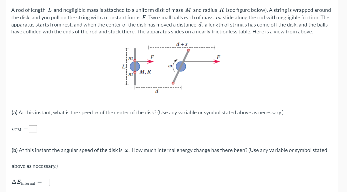 Solved A rod of length L and negligible mass is attached to | Chegg.com