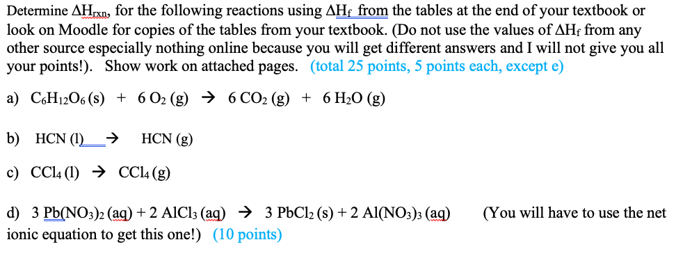 Solved Determine AHrxn, for the following reactions using | Chegg.com