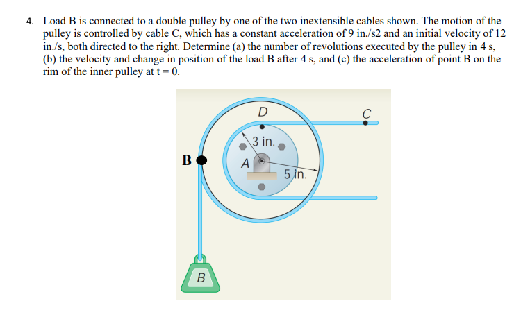 Solved 4. Load B Is Connected To A Double Pulley By One Of | Chegg.com