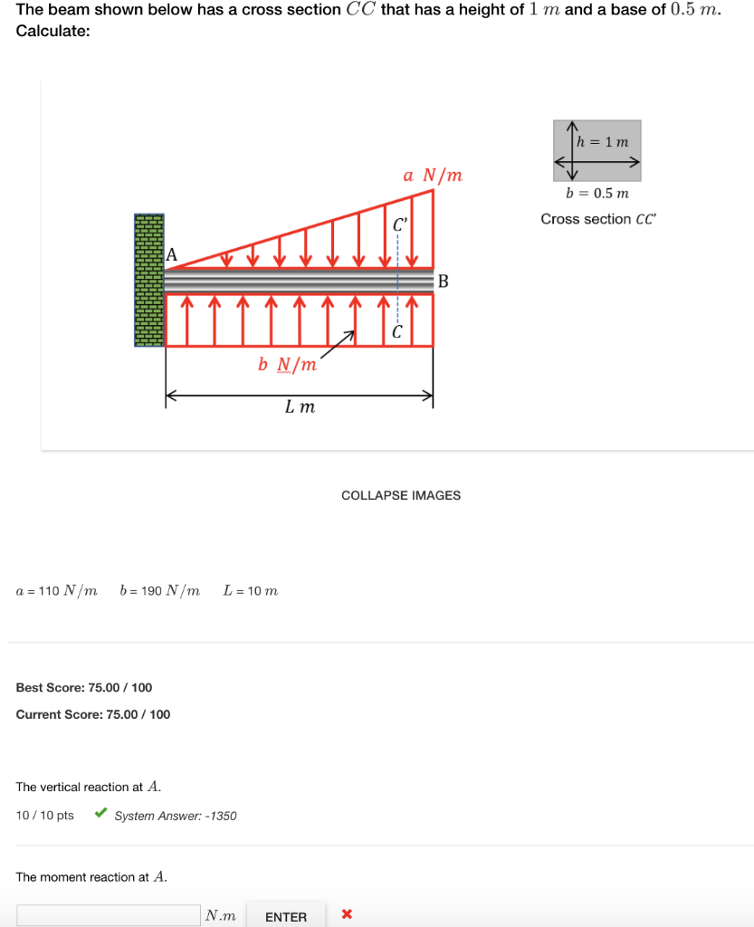 Solved The beam shown below has a cross section CC that has | Chegg.com