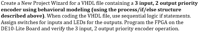 Create a New Project Wizard for a VHDL file | Chegg.com